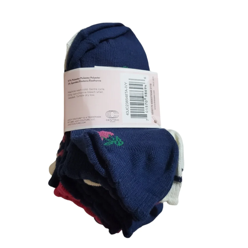 Juicy Couture Girls Ankle Socks Assorted Colors Patterns Size 7-10 New‎ 8 Pairs